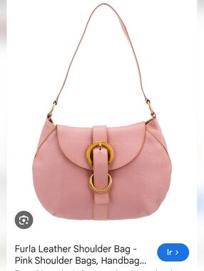 Furla Dusty Pink Pebbled Leather Shoulder Bag with Gold Rings